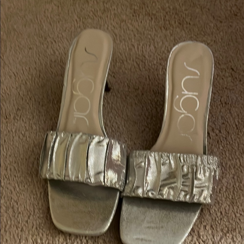 Sugar Silver Slide Sandals